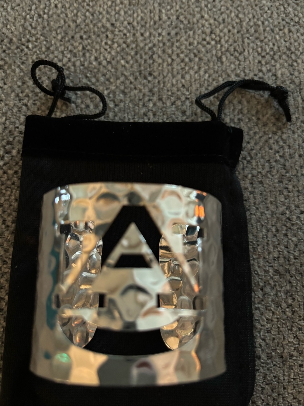 Hammered Silver Cuff Bracelet with Cutouts AU Logo Design - Auburn Tigers